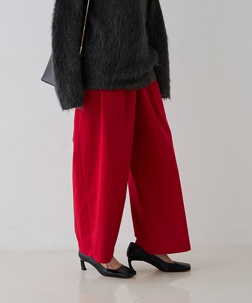 Rouge vif la cle / ルージュ・ヴィフ ラクレ パンツ | 【撥水加工】アシメトリーストレッチツイルタックコクーンパンツ【予約】 | 詳細19