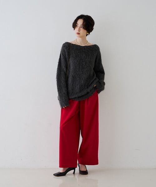 Rouge vif la cle / ルージュ・ヴィフ ラクレ パンツ | 【撥水加工】アシメトリーストレッチツイルタックコクーンパンツ【予約】 | 詳細23