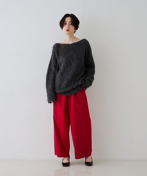 Rouge vif la cle / ルージュ・ヴィフ ラクレ パンツ | 【撥水加工】アシメトリーストレッチツイルタックコクーンパンツ【予約】 | 詳細24