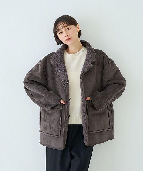 Rouge vif la cle / ルージュ・ヴィフ ラクレ その他アウター | 【2サイズ展開】2WAYスタンドカラースエードライクリバーシブルボアコート【予約 | 詳細26