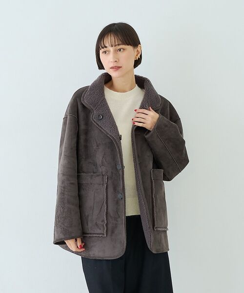 Rouge vif la cle / ルージュ・ヴィフ ラクレ その他アウター | 【2サイズ展開】2WAYスタンドカラースエードライクリバーシブルボアコート【予約 | 詳細27