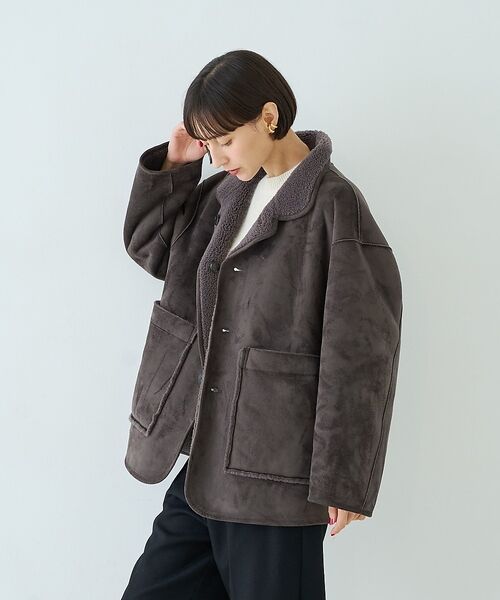 Rouge vif la cle / ルージュ・ヴィフ ラクレ その他アウター | 【2サイズ展開】2WAYスタンドカラースエードライクリバーシブルボアコート【予約 | 詳細28