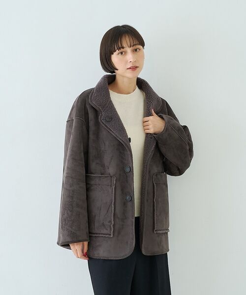 Rouge vif la cle / ルージュ・ヴィフ ラクレ その他アウター | 【2サイズ展開】2WAYスタンドカラースエードライクリバーシブルボアコート【予約 | 詳細29