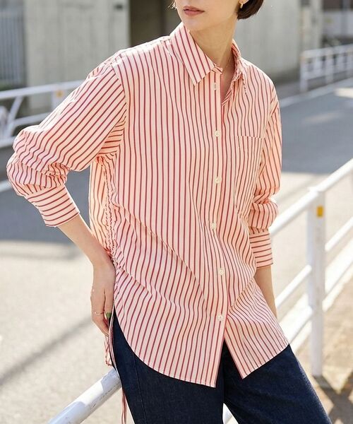 Rouge vif la cle / ルージュ・ヴィフ ラクレ シャツ・ブラウス | ストライプサイドドロストシャツ【予約】（レッド）