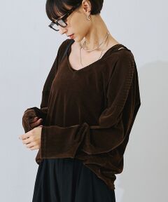 Rouge vif la cle / ルージュ・ヴィフ ラクレ Tシャツ | 【2点セット】シアーベロアストライプアンサンブル【予約】