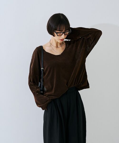 Rouge vif la cle / ルージュ・ヴィフ ラクレ Tシャツ | 【2点セット】シアーベロアストライプアンサンブル【予約】 | 詳細20