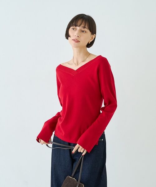 Rouge vif la cle / ルージュ・ヴィフ ラクレ ニット・セーター | 【セットアップ対応】前後2WAYウール混フレアスリーブプルオーバー【予約】 | 詳細20