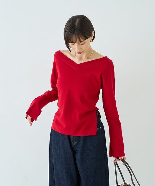 Rouge vif la cle / ルージュ・ヴィフ ラクレ ニット・セーター | 【セットアップ対応】前後2WAYウール混フレアスリーブプルオーバー【予約】 | 詳細21