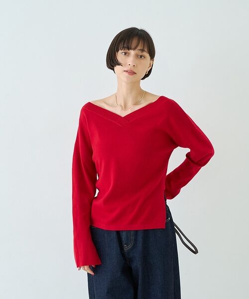 Rouge vif la cle / ルージュ・ヴィフ ラクレ ニット・セーター | 【セットアップ対応】前後2WAYウール混フレアスリーブプルオーバー【予約】 | 詳細22