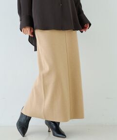 Rouge vif la cle / ルージュ・ヴィフ ラクレ ロング・マキシ丈スカート | 【セットアップ対応】ウール混タイトニットスカート/ウエストゴム【予約】