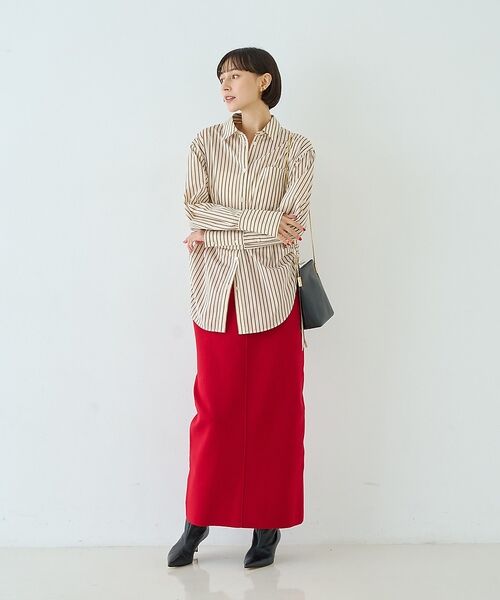 Rouge vif la cle / ルージュ・ヴィフ ラクレ ロング・マキシ丈スカート | 【セットアップ対応】ウール混タイトニットスカート/ウエストゴム【予約】 | 詳細15