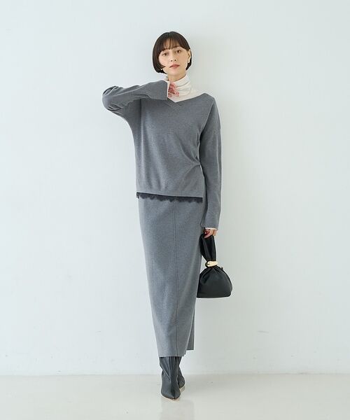 Rouge vif la cle / ルージュ・ヴィフ ラクレ ロング・マキシ丈スカート | 【セットアップ対応】ウール混タイトニットスカート/ウエストゴム【予約】 | 詳細27