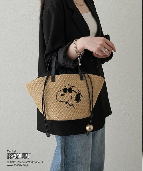新品タグ付 完売品 ラシットPEANUTS カゴトートバッグ大　スヌーピー russet｜【PEANUTS×russetコラボ第二弾】カゴトートバッグ大