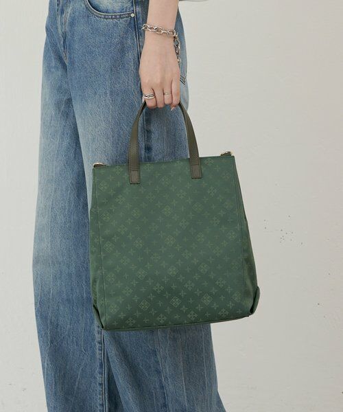 美品 russet ラシット トートバッグ モノグラム グリーン系 セール 50%OFF】【デイリーラシット】モノグラム コットンバッグ