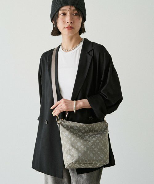 russet / ラシット ショルダーバッグ | ナイロンジャガード2WAYミニショルダーバッグ（ライトグレー）