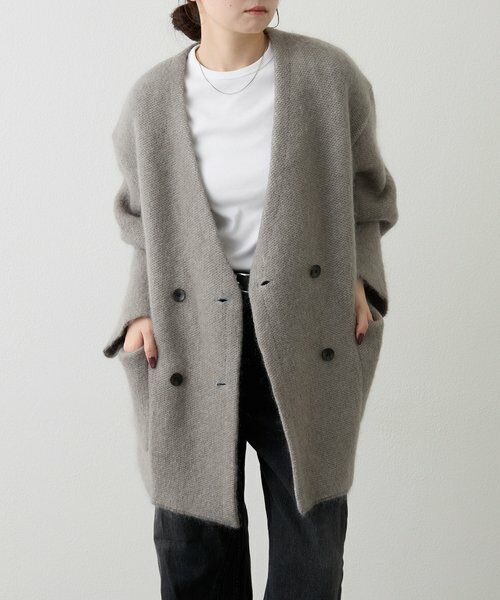 russet/ラシット モヘアダブルニットコート グレー F