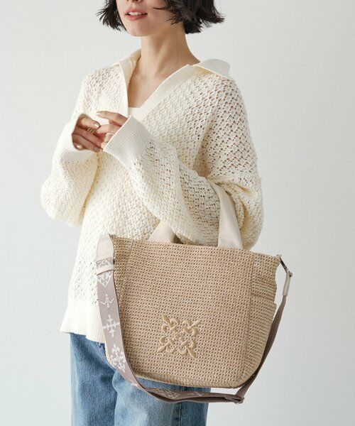 russet / ラシット トートバッグ | ナイロンラフィア2WAYトートバッグ（アイボリー）