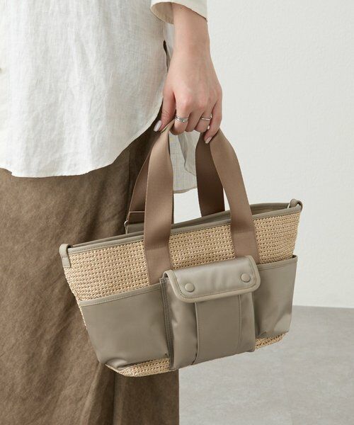 russet / ラシット トートバッグ | ナイロンラフィア×クラウズナイロン コンビ2WAYトートバッグ（アイボリー）
