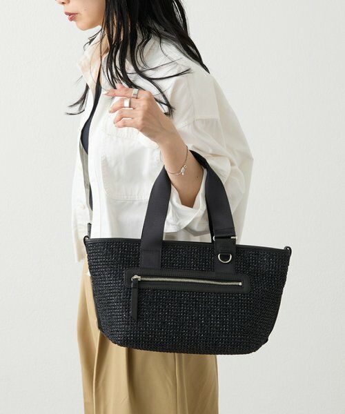russet / ラシット トートバッグ | ナイロンラフィア×クラウズナイロン コンビ2WAYトートバッグ（ブラック）