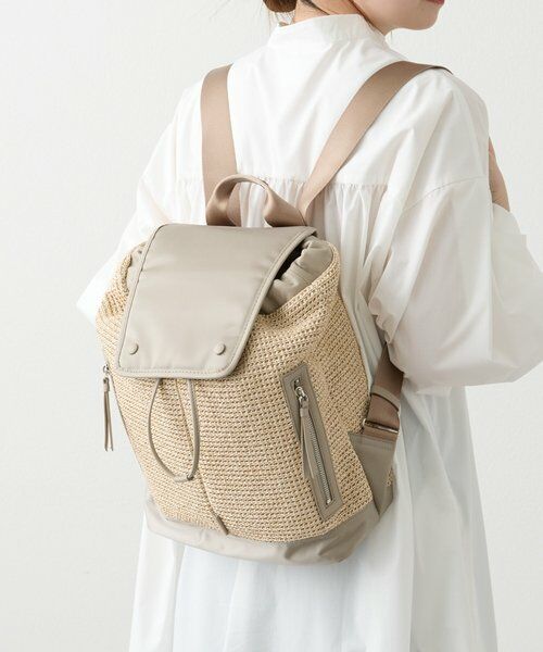 russet / ラシット リュック・バックパック | ナイロンラフィア×クラウズナイロンコンビリュックサック（アイボリー）