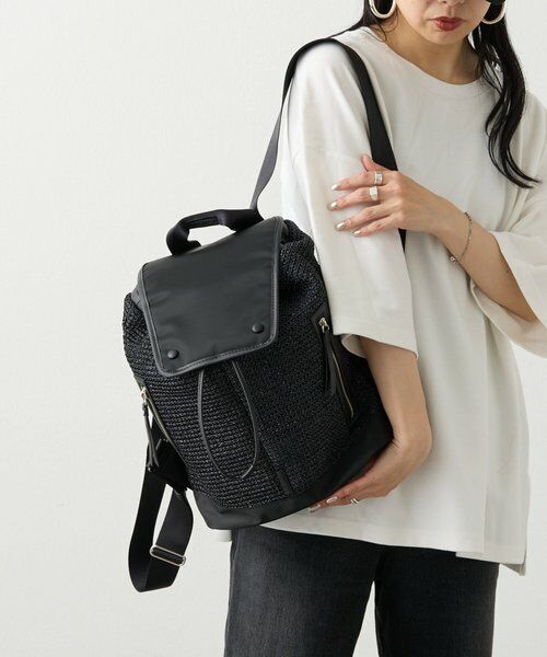 russet / ラシット リュック・バックパック | ナイロンラフィア×クラウズナイロンコンビリュックサック（ブラック）