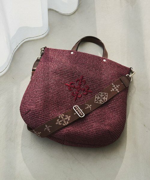 russet / ラシット トートバッグ | 《WEB限定》スリム2WAYトートバッグ <ナイロンラフィア>（ボルドー）
