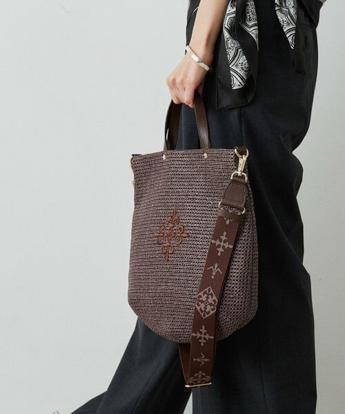 russet / ラシット トートバッグ | 《WEB限定》スリム2WAYトートバッグ <ナイロンラフィア>（ダークブラウン）