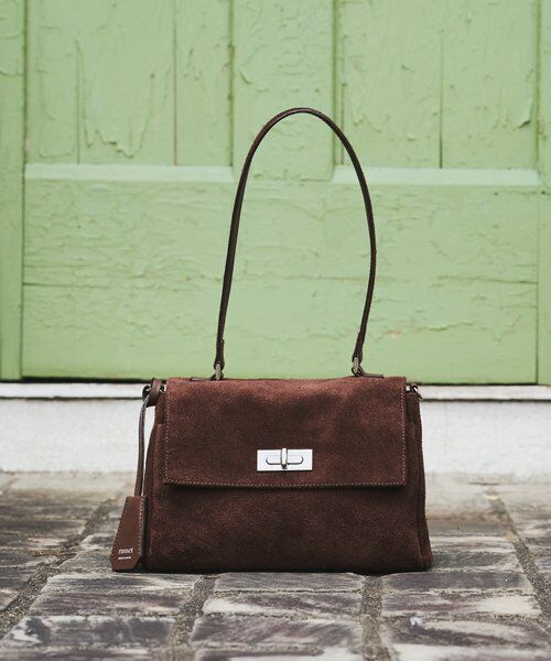russet / ラシット トートバッグ | スエードフラップミニトートバッグ（ダークブラウン）