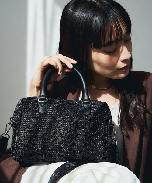 russet / ラシット ボストンバッグ | ナイロンラフィアミニボストンバッグ（ブラック）