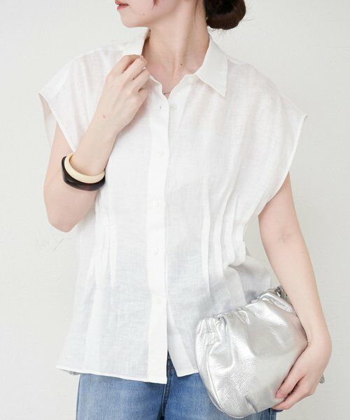 russet / ラシット シャツ・ブラウス | リネンタックドウエストシャツ（ホワイト）