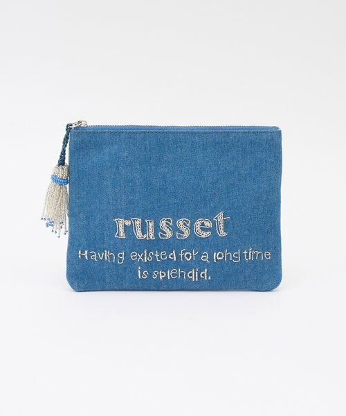 russet / ラシット ポーチ | 【インド刺繍】フラットポーチ（サックスブルー）