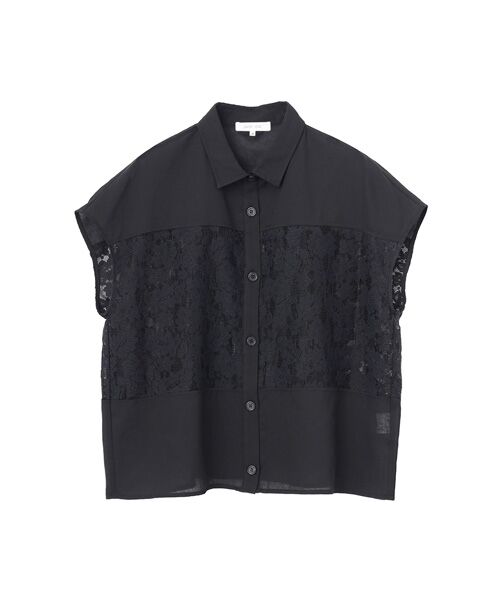 SAINT JOIE / サンジョア シャツ・ブラウス | エアースラブ×ラッセルレース　ブラウス（ブラック）