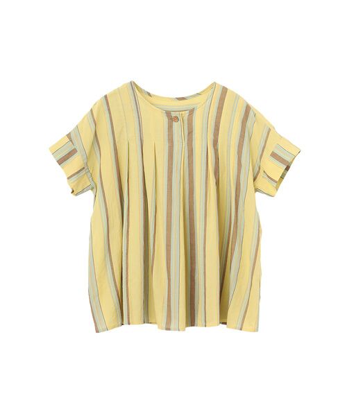 SAINT JOIE / サンジョア シャツ・ブラウス | オーガニックコットンワッシャーローンストライプ　ブラウス（イエロー）