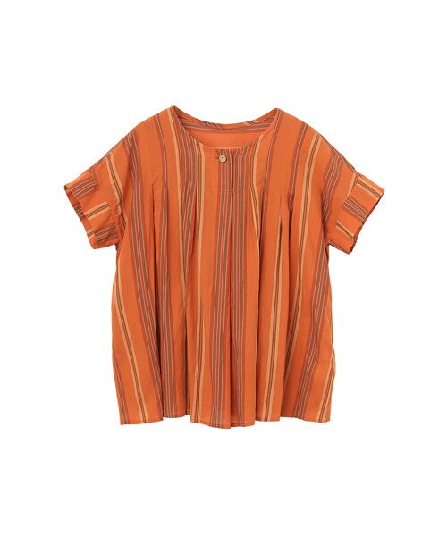 SAINT JOIE / サンジョア シャツ・ブラウス | オーガニックコットンワッシャーローンストライプ　ブラウス（オレンジ）