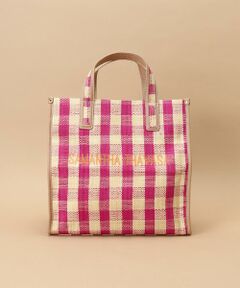 Samantha Thavasa / サマンサタバサ トートバッグ | チェックラフィア スクエアトートバッグ 大サイズ