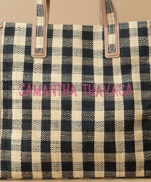 Samantha Thavasa / サマンサタバサ トートバッグ | チェックラフィア スクエアトートバッグ 大サイズ | 詳細6