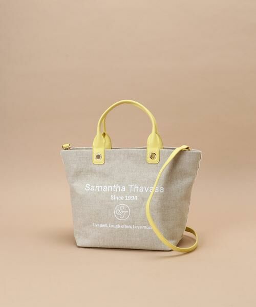 Samantha Thavasa / サマンサタバサ トートバッグ | ロゴ刺繍リネントートバッグ 小サイズ | 詳細12