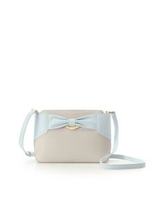 Samantha Thavasa / サマンサタバサ ショルダーバッグ | バイカラーリボンモチーフ スプリットレザーショルダーバッグ