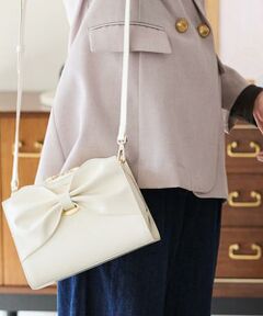 Samantha Thavasa / サマンサタバサ ショルダーバッグ | ドレープリボンレザーショルダーバッグ