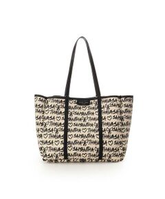 Samantha Thavasa / サマンサタバサ トートバッグ | スクリッタ柄キャンバスデザイン合皮トートバッグ[Revival Collection]