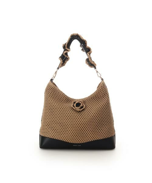 Samantha Thavasa / サマンサタバサ ハンドバッグ | ワンポイントフラワーモチーフ フリルバッグ（ブラック）