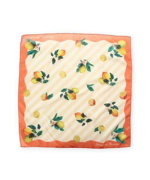 Samantha Thavasa / サマンサタバサ マフラー・ショール・スヌード・ストール | ストライプレモンモチーフ スカーフ（オレンジ）