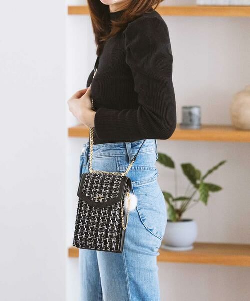 Samantha Thavasa Petit Choice / サマンサタバサプチチョイス ショルダーバッグ | ツイードデザインスマホショルダー | 詳細7
