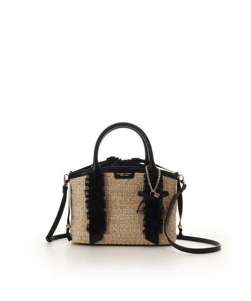 Samantha Thavasa Petit Choice / サマンサタバサプチチョイス ショルダーバッグ | リボンチャーム付き フリルかごバッグ（ブラック）
