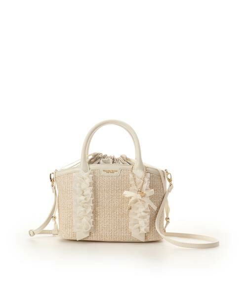Samantha Thavasa Petit Choice / サマンサタバサプチチョイス ショルダーバッグ | リボンチャーム付き フリルかごバッグ（オフホワイト）