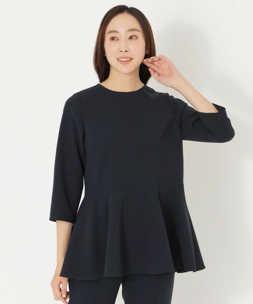 SANYO ESSENTIALS/サンヨーエッセンシャルズ 【WARDROBE】ペプラムブラウス ネイビー3 38 SANYO ESSENTIALS/サンヨーエッセンシャルズ 【WARDROBE】ペプラムブラウス ネイビー3 38