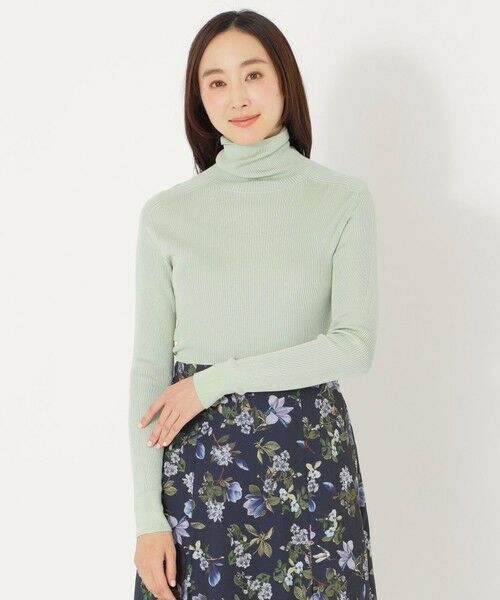 SANYO ESSENTIALS/サンヨーエッセンシャルズ 【ウォッシャブルシルク】リブタートル グリーン1 38 SANYO ESSENTIALS/サンヨーエッセンシャルズ 【ウォッシャブルシルク】リブタートル グリーン1 38