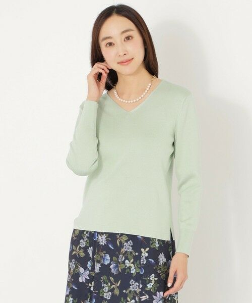 SANYO ESSENTIALS/サンヨーエッセンシャルズ 【ウォッシャブルシルク】Vネックプルオーバー グリーン1 38 SANYO ESSENTIALS/サンヨーエッセンシャルズ 【ウォッシャブルシルク】Vネックプルオーバー グリーン1 38