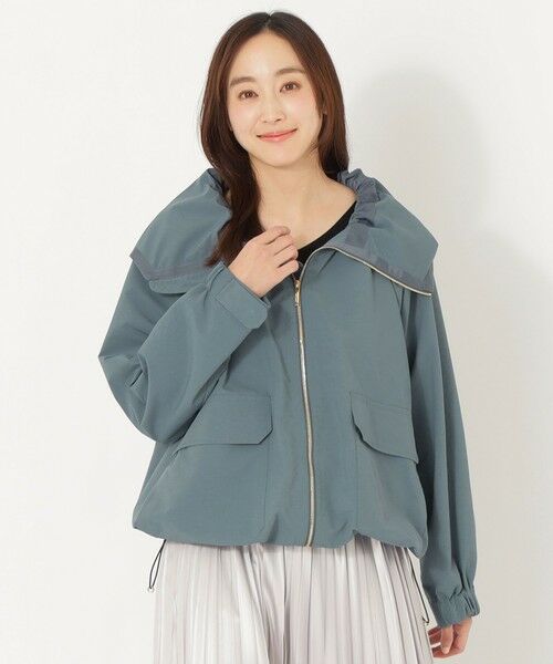 SANYO ESSENTIALS/サンヨーエッセンシャルズ <アンブレラコート>ショートブルゾン ブルー6 38 SANYO ESSENTIALS/サンヨーエッセンシャルズ <アンブレラコート>ショートブルゾン ブルー6 38