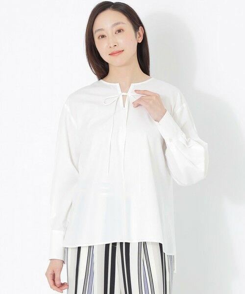 SANYO ESSENTIALS/サンヨーエッセンシャルズ リボンブラウス ホワイト1 38 SANYO ESSENTIALS/サンヨーエッセンシャルズ リボンブラウス ホワイト1 38